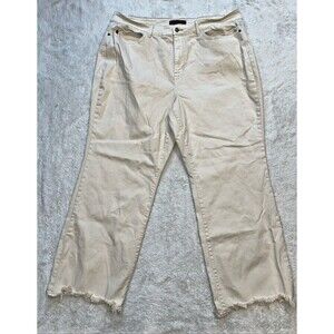 Judy Blue Jeans Womens Straight Fit Size 24W Raw Hem Wide Leg JB82532C Cream